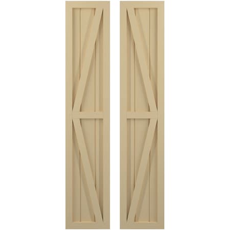 Ekena Millwork Americraft 3-Board Wood 2 Equal Panel Frmd Board-n-Batten Shutters w/Dbl Z-Bar, ARW102BF311X83NTH, PR ARW102BF311X83NTH